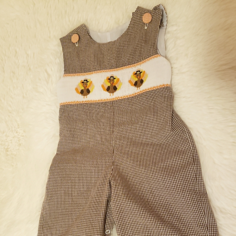 Thanksgiving smocked longalls 9 months